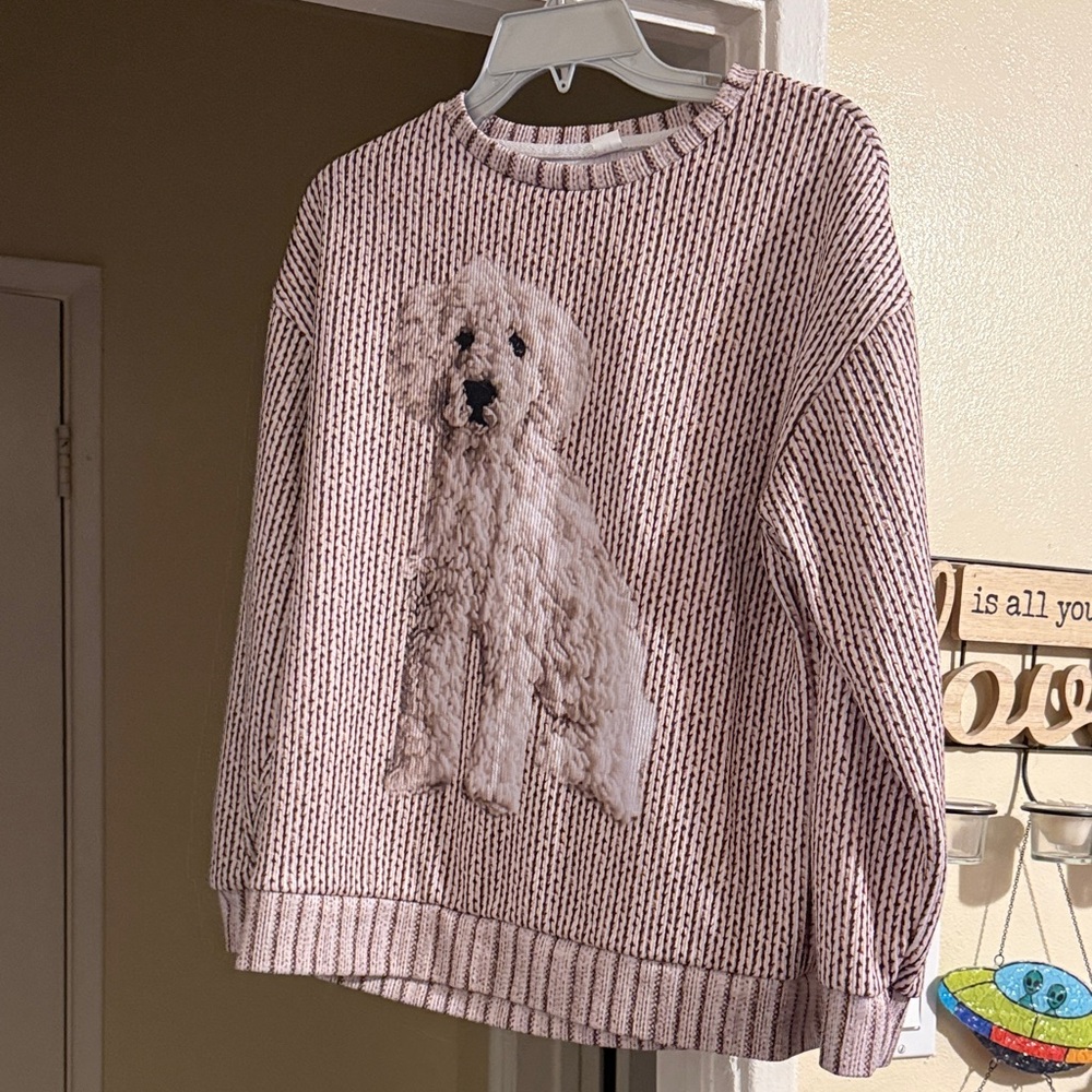 SHEIN Pink Long Sleeve Top with Dog Design